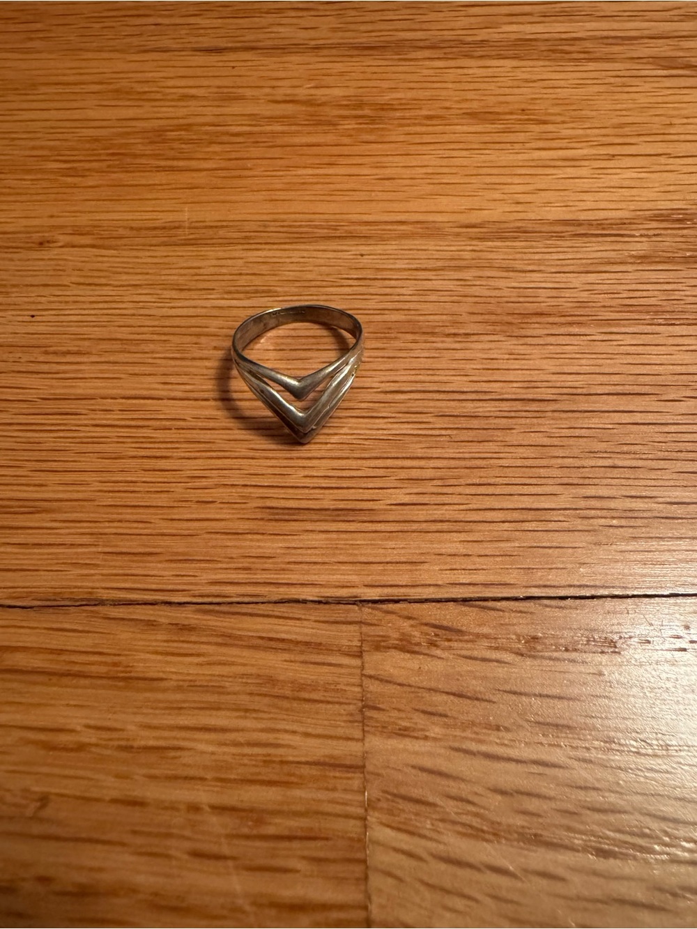 Silver Double Chevron Ring - Minimal V Shape Design